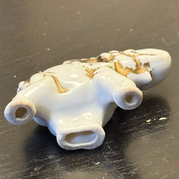 Vintage White and Gold-like Miniature Elephant Figurine with Upturned Trunk - Picture 8 of 13